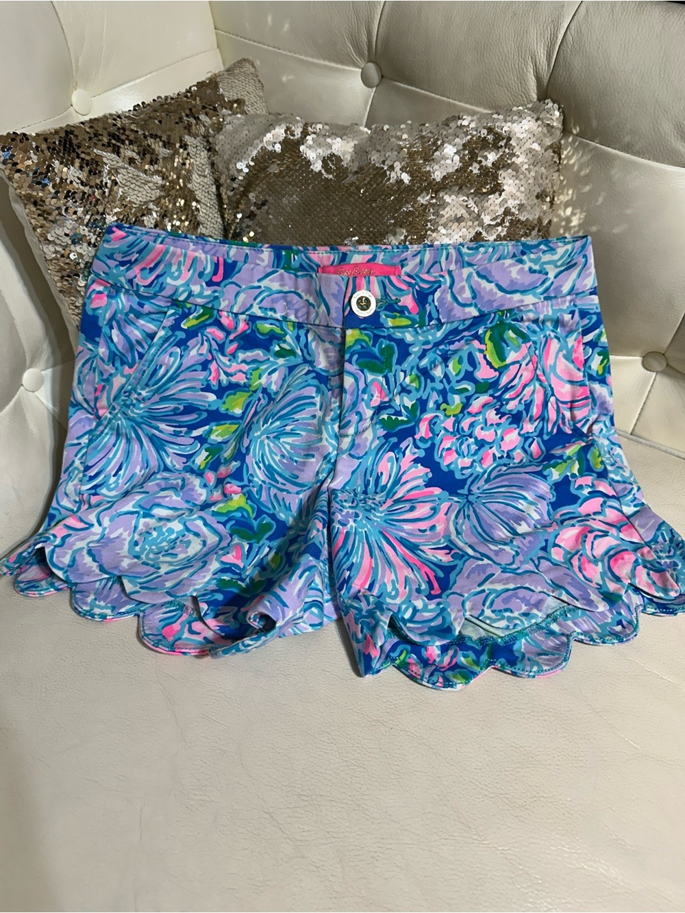 Lilly Pulitzer Buttercup Scalloped Shorts 5” Coquette Coastal Old Money Resort